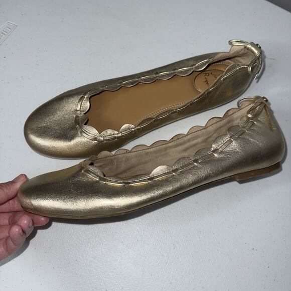 Jack Rogers Women’s Lucie Scalloped Ballet Flat Gold Size 11 - Picture 1 of 8